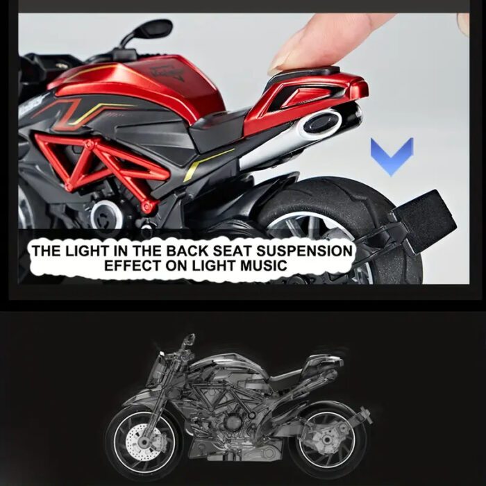 1:12 Alloy Series Classic Racing Pull Back Sports Bike With Flashing Lights And Sounds - Image 11