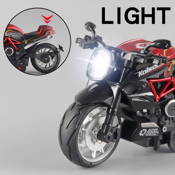 1:12 Alloy Series Classic Racing Pull Back Sports Bike With Flashing Lights And Sounds - Image 3