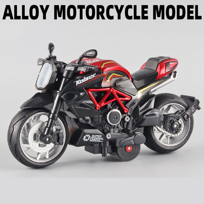1:12 Alloy Series Classic Racing Pull Back Sports Bike With Flashing Lights And Sounds - Image 4