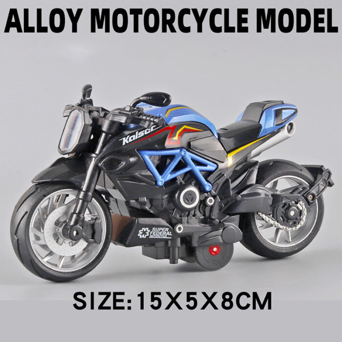 1:12 Alloy Series Classic Racing Pull Back Sports Bike With Flashing Lights And Sounds - Image 5