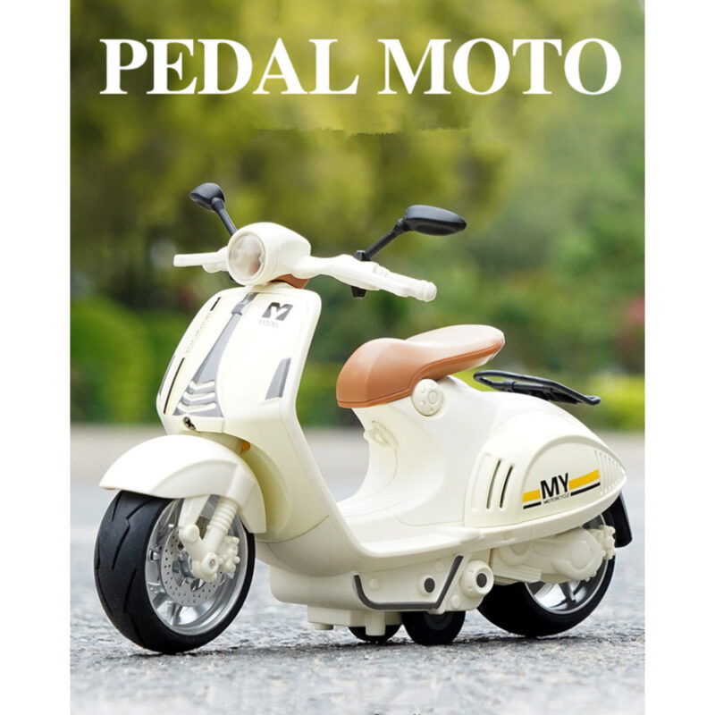 1/10 Alloy Mini Retro Diecast Model Classic Street Motorcycle Toy With Sound And Lights
