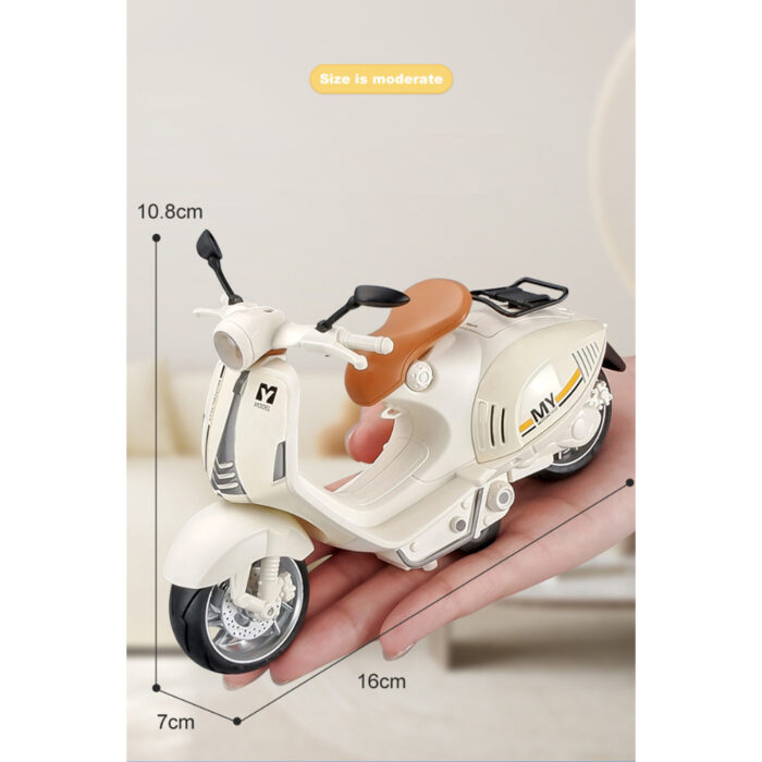 1/10 Alloy Mini Retro Diecast Model Classic Street Motorcycle Toy With Sound And Lights - Image 3