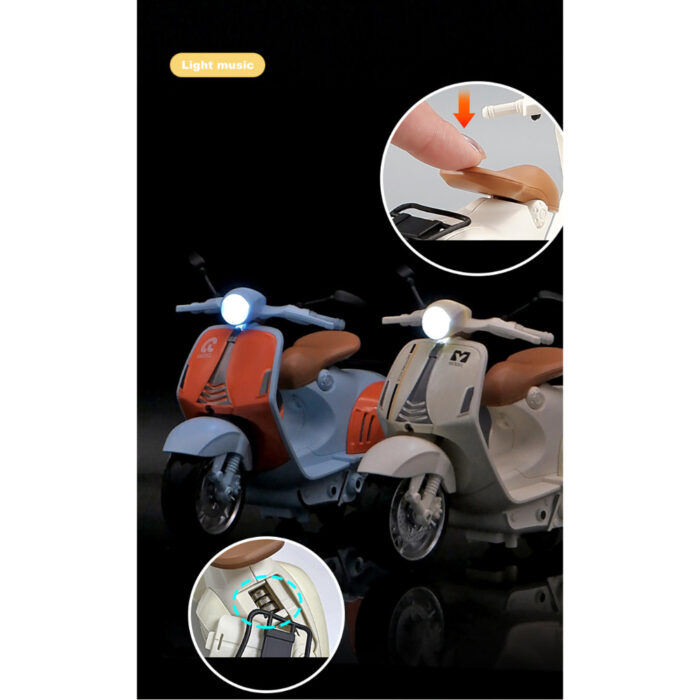1/10 Alloy Mini Retro Diecast Model Classic Street Motorcycle Toy With Sound And Lights - Image 6