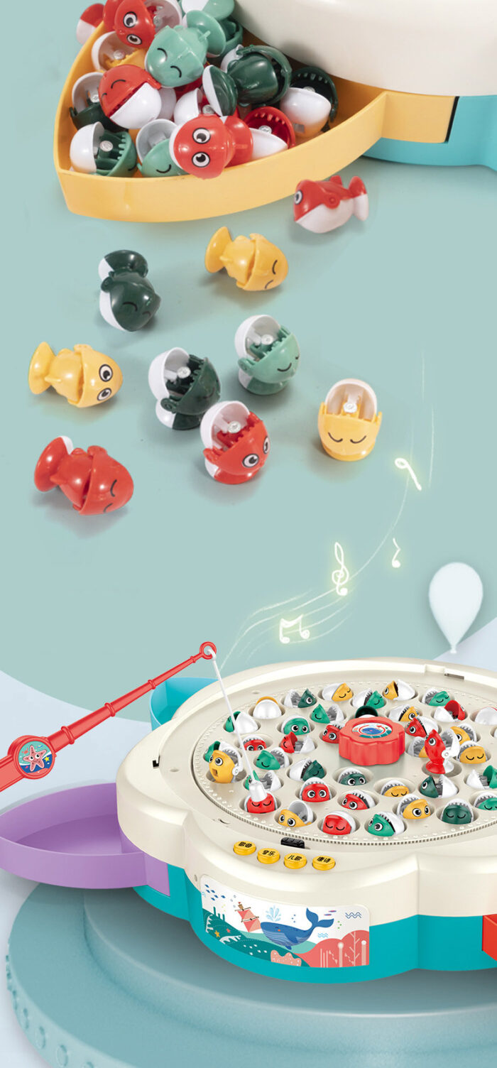 Fishing Multifunctional 3in1 Hero Magnetic Fish Game Electric Musical Rotating Board Kids Toy - Image 9