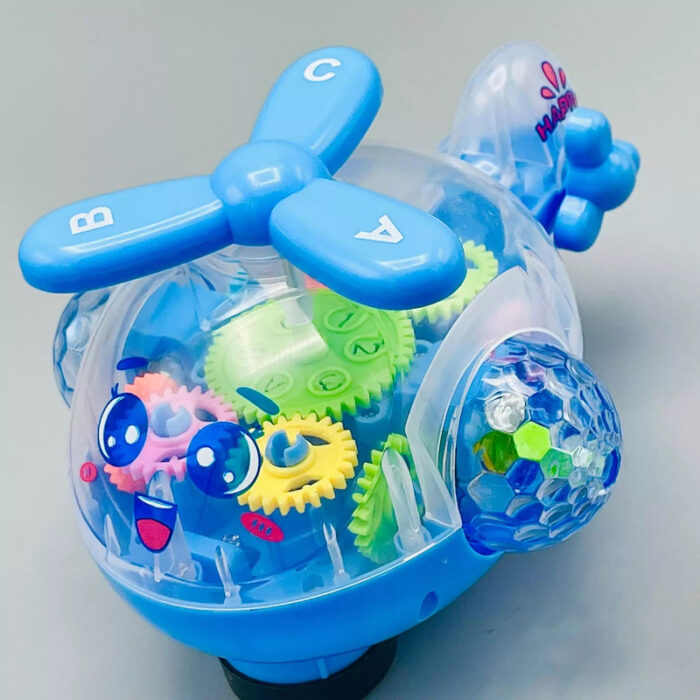Transparent Gear Helicopter 360 Degree Revolve Action, Flashing Lights With Music Toy For Kids - Image 2