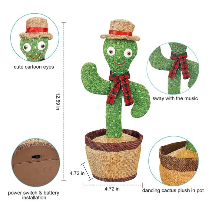 Electronic Rechargeable Shake Dancing Cactus Funny Singing Wriggle Dancing Educational Toy - Image 4