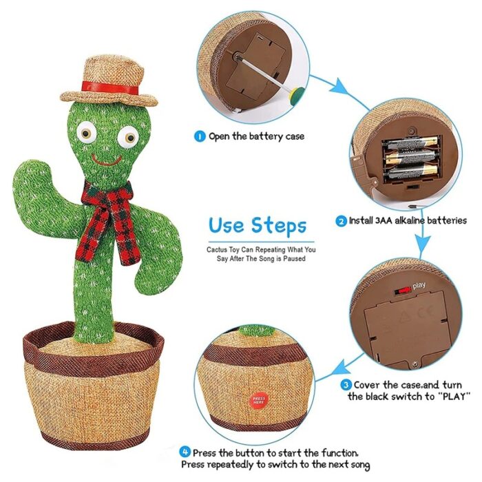 Electronic Rechargeable Shake Dancing Cactus Funny Singing Wriggle Dancing Educational Toy - Image 3