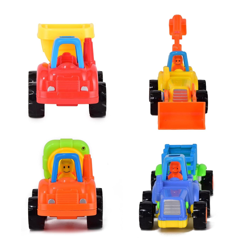 Set Of 4 Durable Friction Powered Construction Vehicles For Kids
