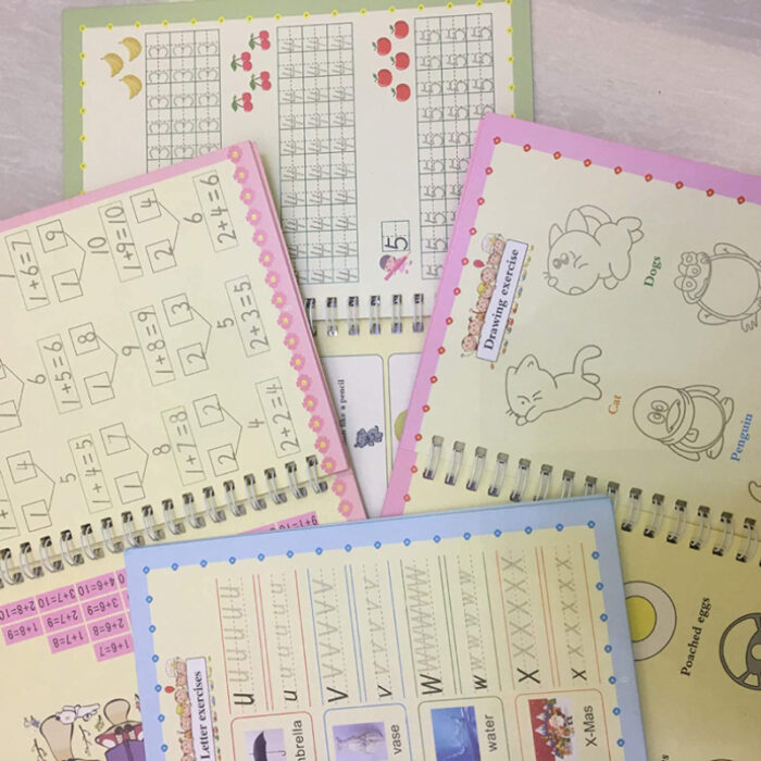 Pack of 4 Children Writing Paste Calligraphy Handwriting Reusable Magic Practice Copybook with 10 Refills - Image 4