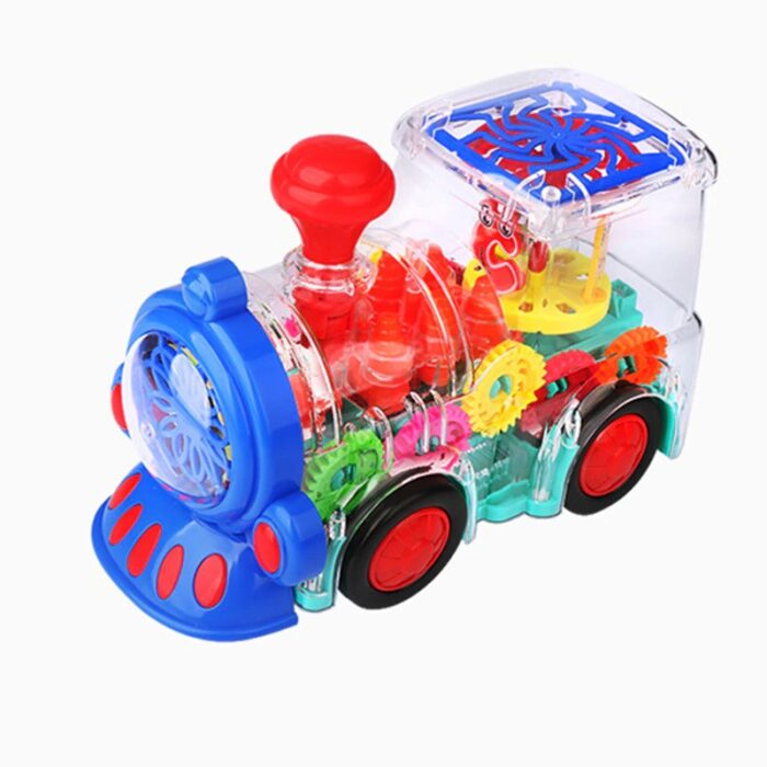 Electric Transparent Gear Train Universal Walking Train Colorful Lights Musical Toy - Image 12