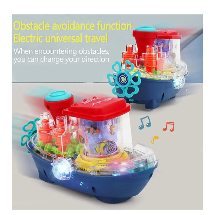 Underwater Symphony Transparent Musical Land Ship Toy With Dazzling Lights - Image 7