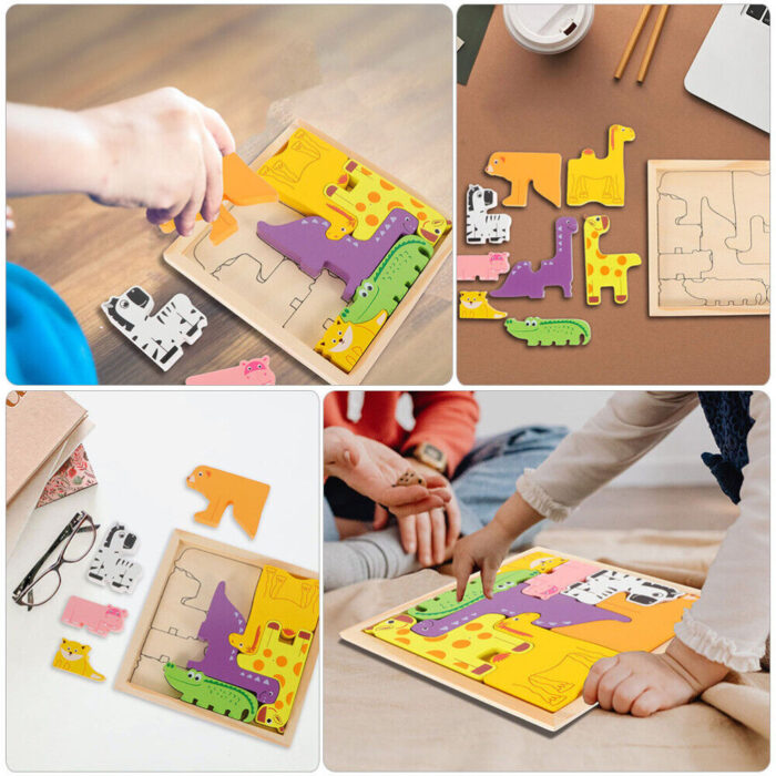 Cute Colorful Animal Shape Wooden Puzzle Toy For Kids - Image 4