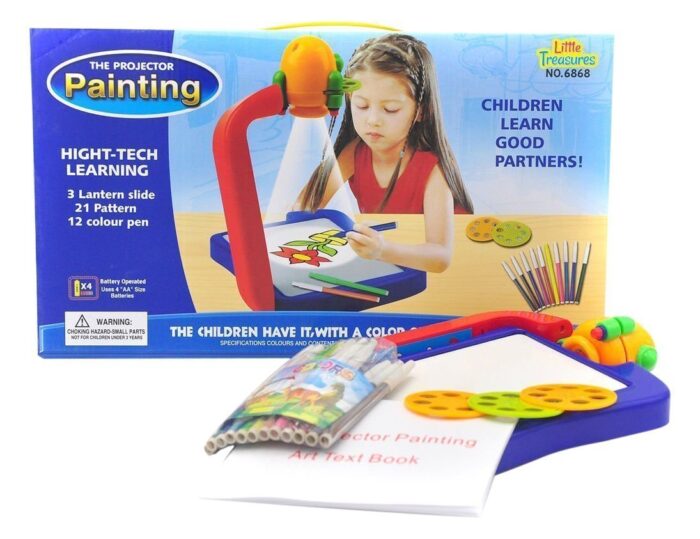 Projector Painting Activity Toy Learning Kit With Changeable Slides And 21 Shades Paper Book - Image 4