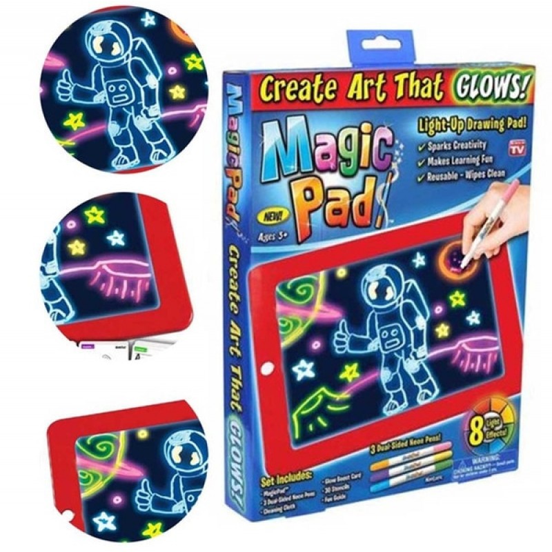 Kids 3D Magic Pad LED Writing Magic Board With Pen Brush - Image 4