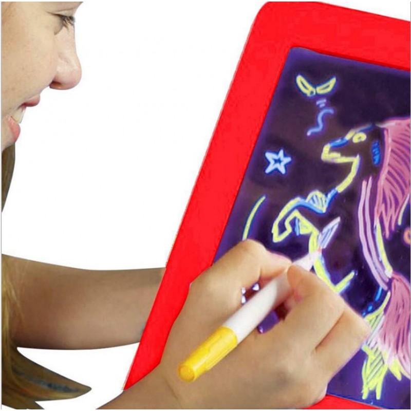 Kids 3D Magic Pad LED Writing Magic Board With Pen Brush - Image 3