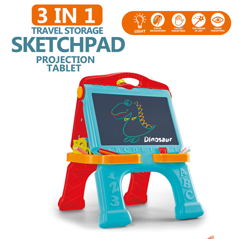 3 In 1 Drawing Projector Tablet Plastic Black Board Chalk White Board Erasable Painting Board Set Kids