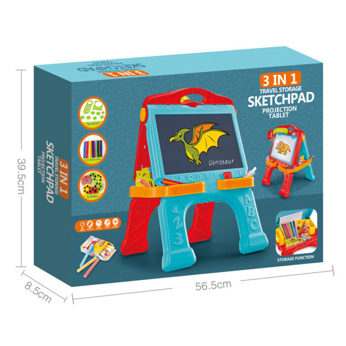 3 In 1 Drawing Projector Tablet Plastic Black Board Chalk White Board Erasable Painting Board Set Kids - Image 5