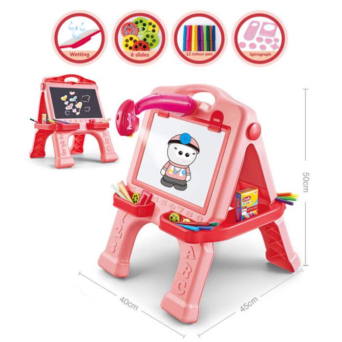 3 In 1 Drawing Projector Tablet Plastic Black Board Chalk White Board Erasable Painting Board Set Kids - Image 4