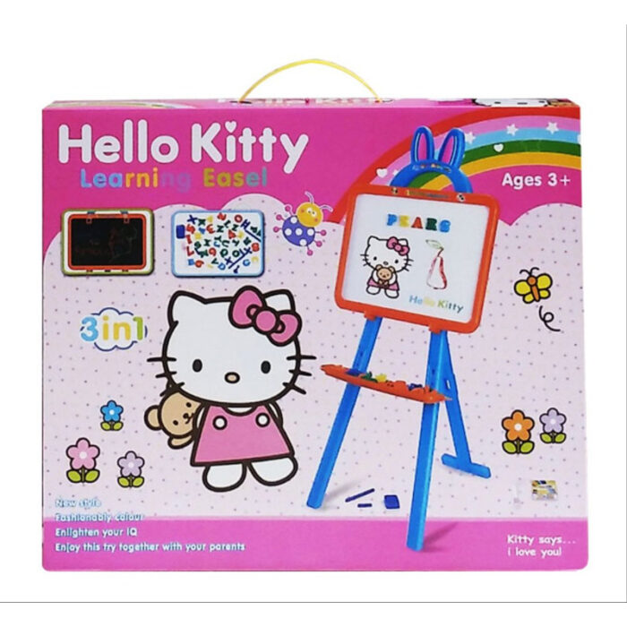 3 In 1 Hello Kitty Learning Easel With White Magnetic, Chalk And Paper Clip Board - Image 4