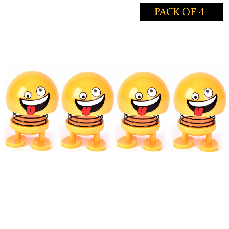 Pack Of 4 Cute Funny Shaking Head Dolls Spring Bouncing Car Pendant Dolls Car Decoration Funny Toys