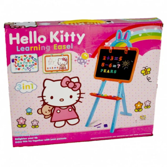 3 In 1 Hello Kitty Learning Easel With White Magnetic, Chalk And Paper Clip Board - Image 3